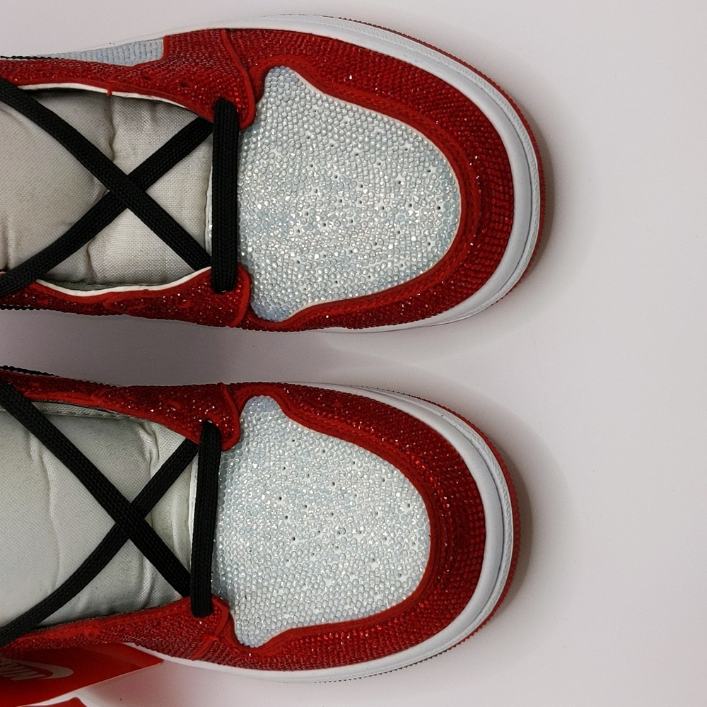 New Custom Crystal Iced Sneakers Red/White/Black Unbranded Bedazzled Sz 6 - Picture 10 of 16
